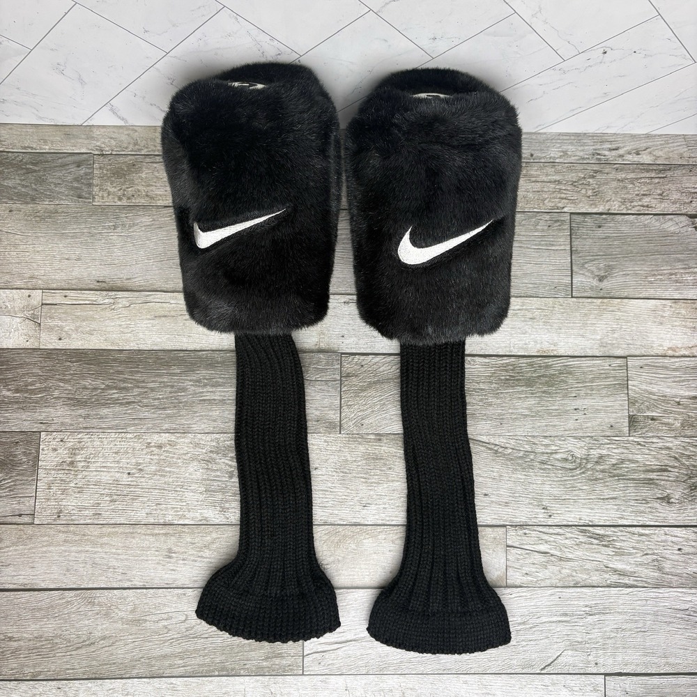 Nike Plush Black Fuzzy Long Neck Driver #1 & #3 - Golf Club Headcover Vintage